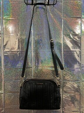 Calvin Klein Black Quilted Crossbody Bag Gold Hardware